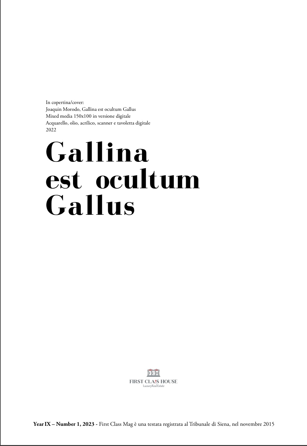 First Class Mag inside cover credit for Gallina est occultum Gallus