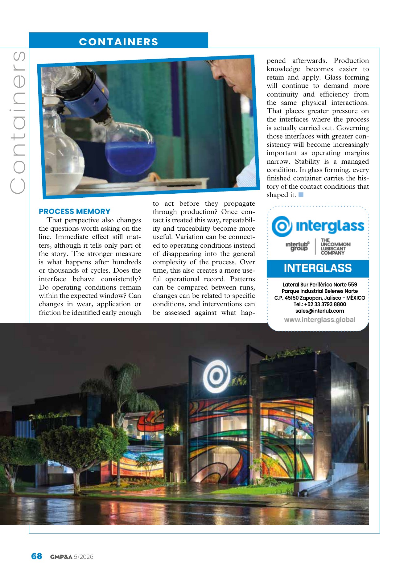 Glass Machinery Plants & Accessories 5/2026 page 68 featuring Joaquín Morodo